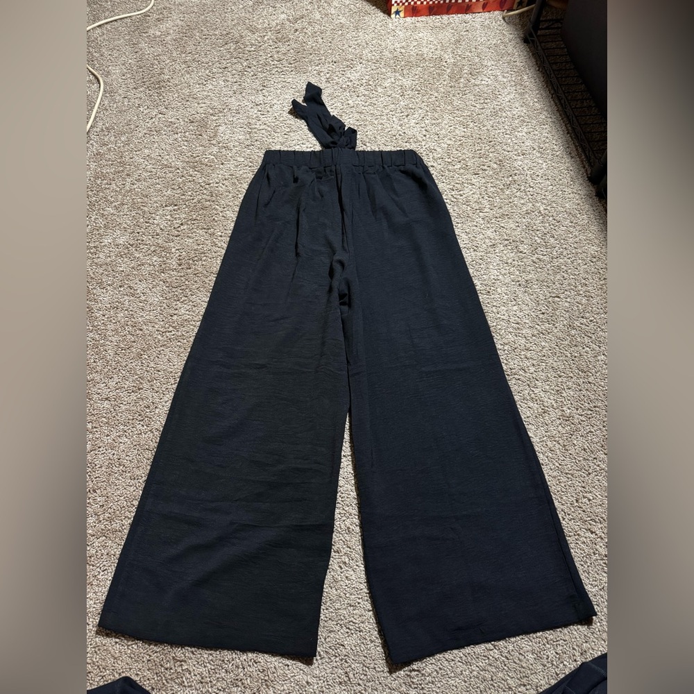 Wide Leg Palazzo Pants High Waist Flowy Loose Lounge Beach Travel Vacation - Picture 3 of 7